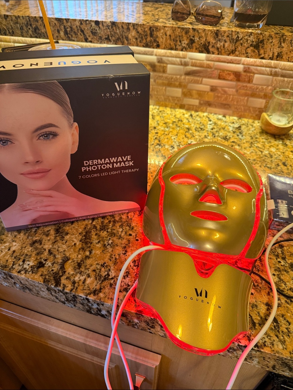 Vogue Gold LED Facial Mask with Red Light Accents